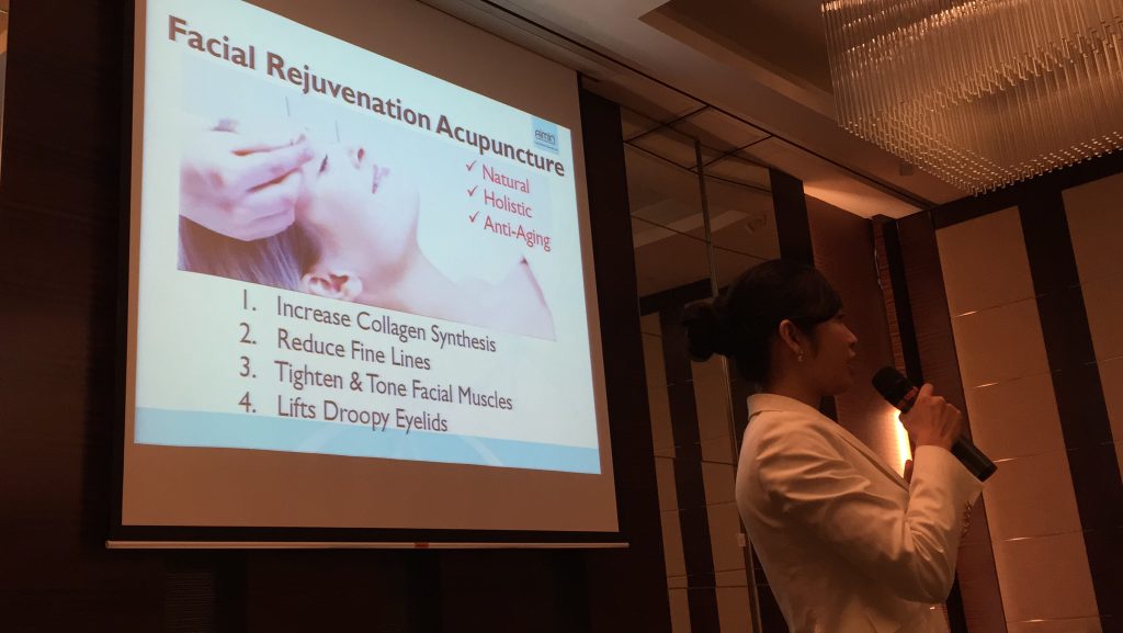 Facial rejuvenation treatment demonstration using acupuncture