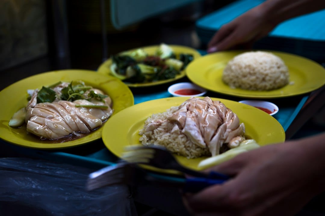 Colourful spread of healthy Singapore hawker dishes for weight management
