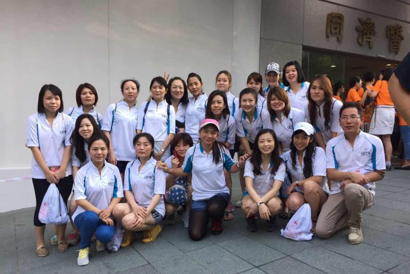 Walkathon participants gathering at the starting point