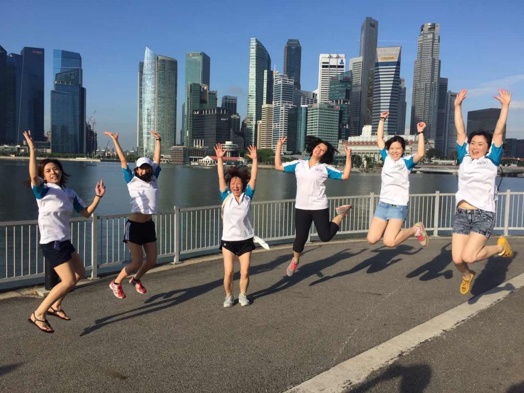 Participants waving flags at High Fly location